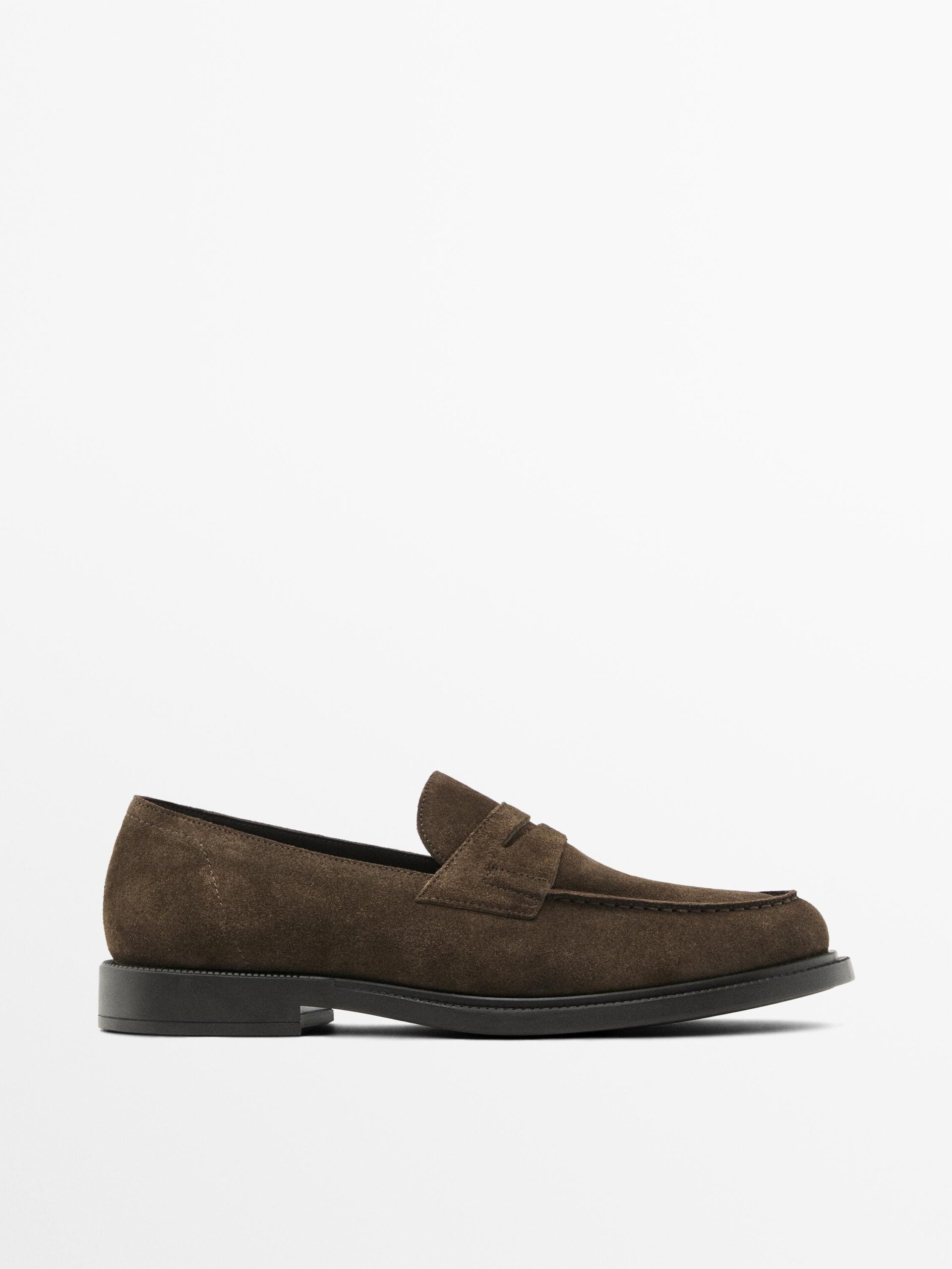 Split suede penny loafers BROWN-1