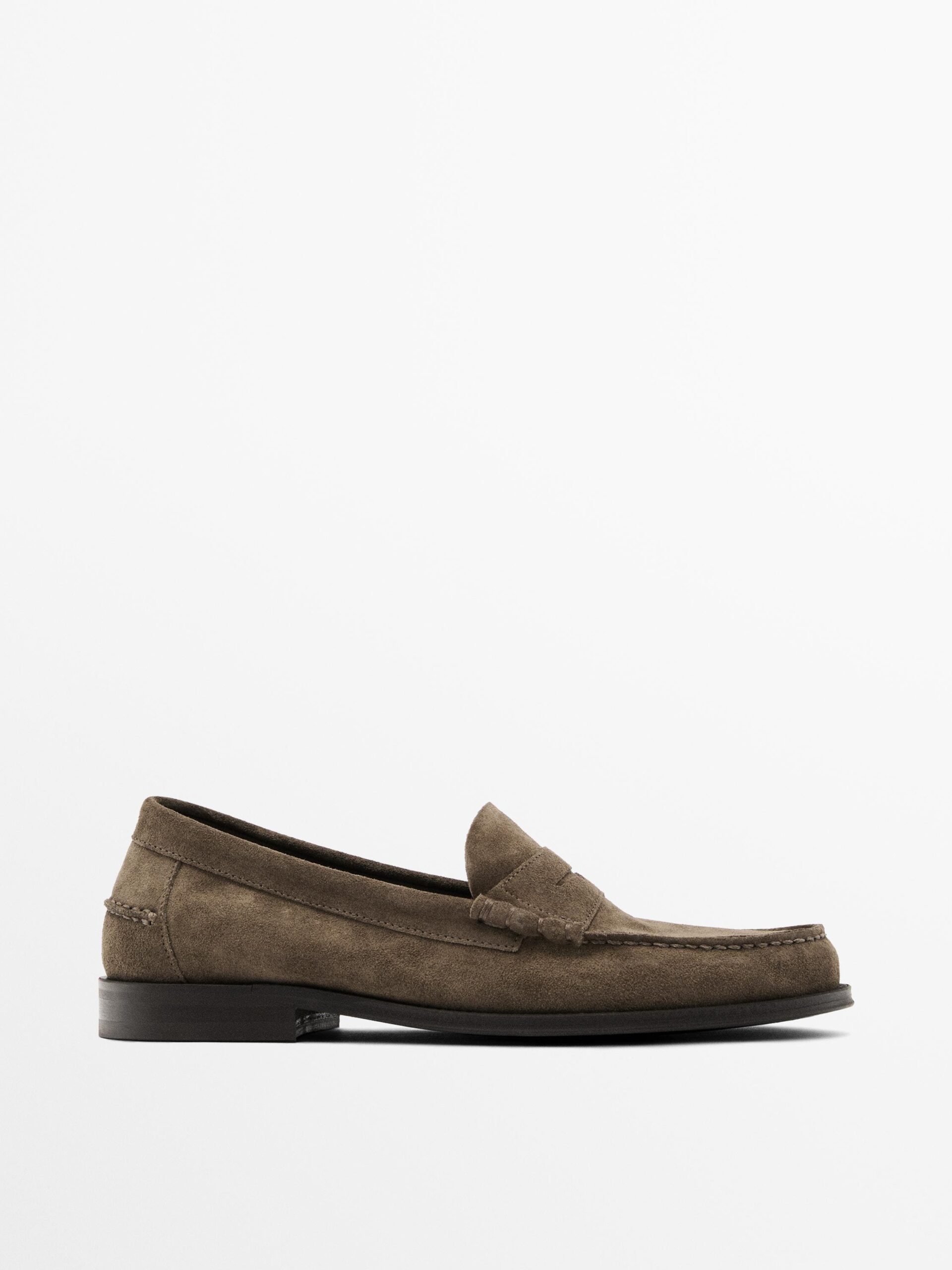 Split suede penny loafers mink-1
